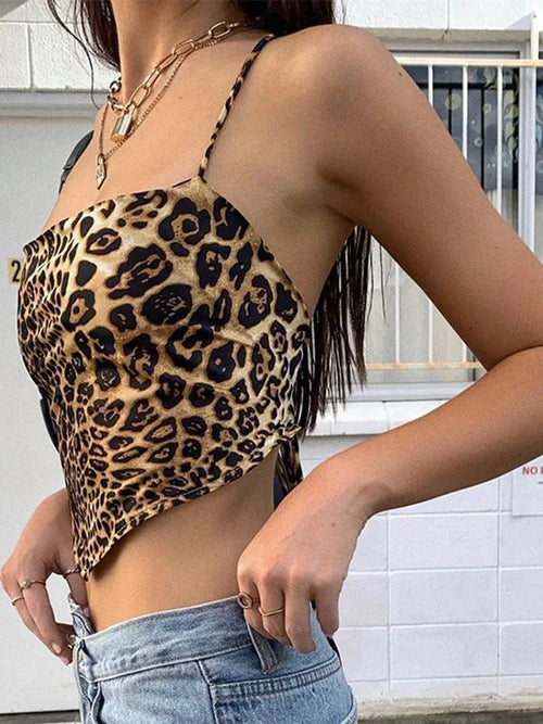 Leopard Backless Crop Top