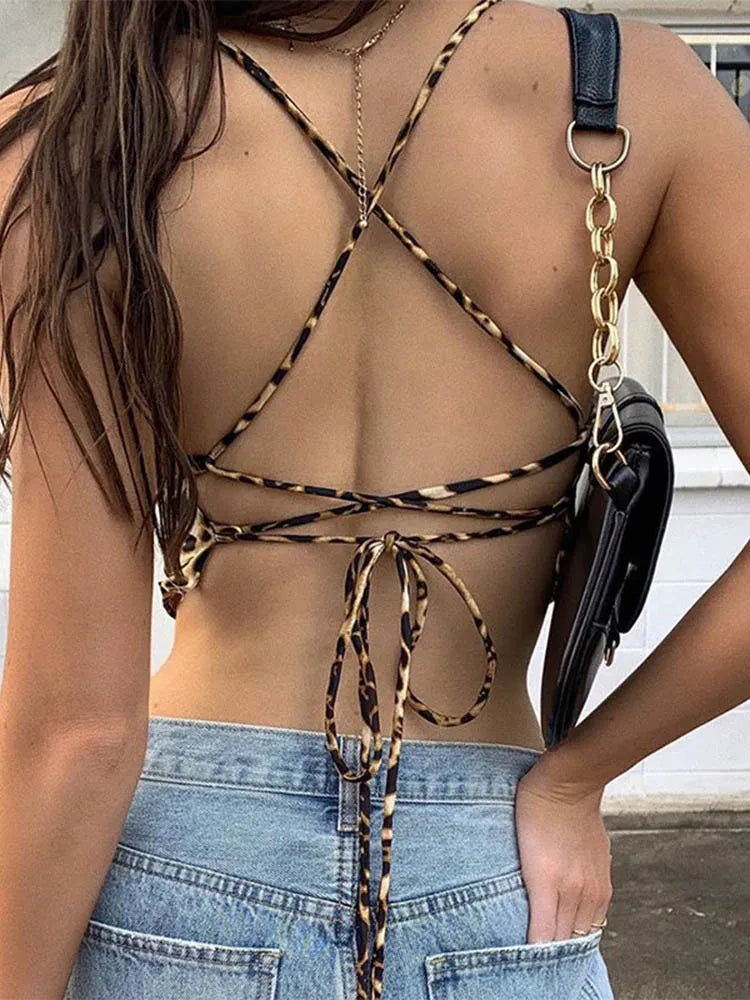 Leopard Backless Crop Top