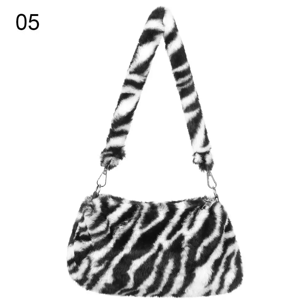 Leopard Plush Shoulder Bag