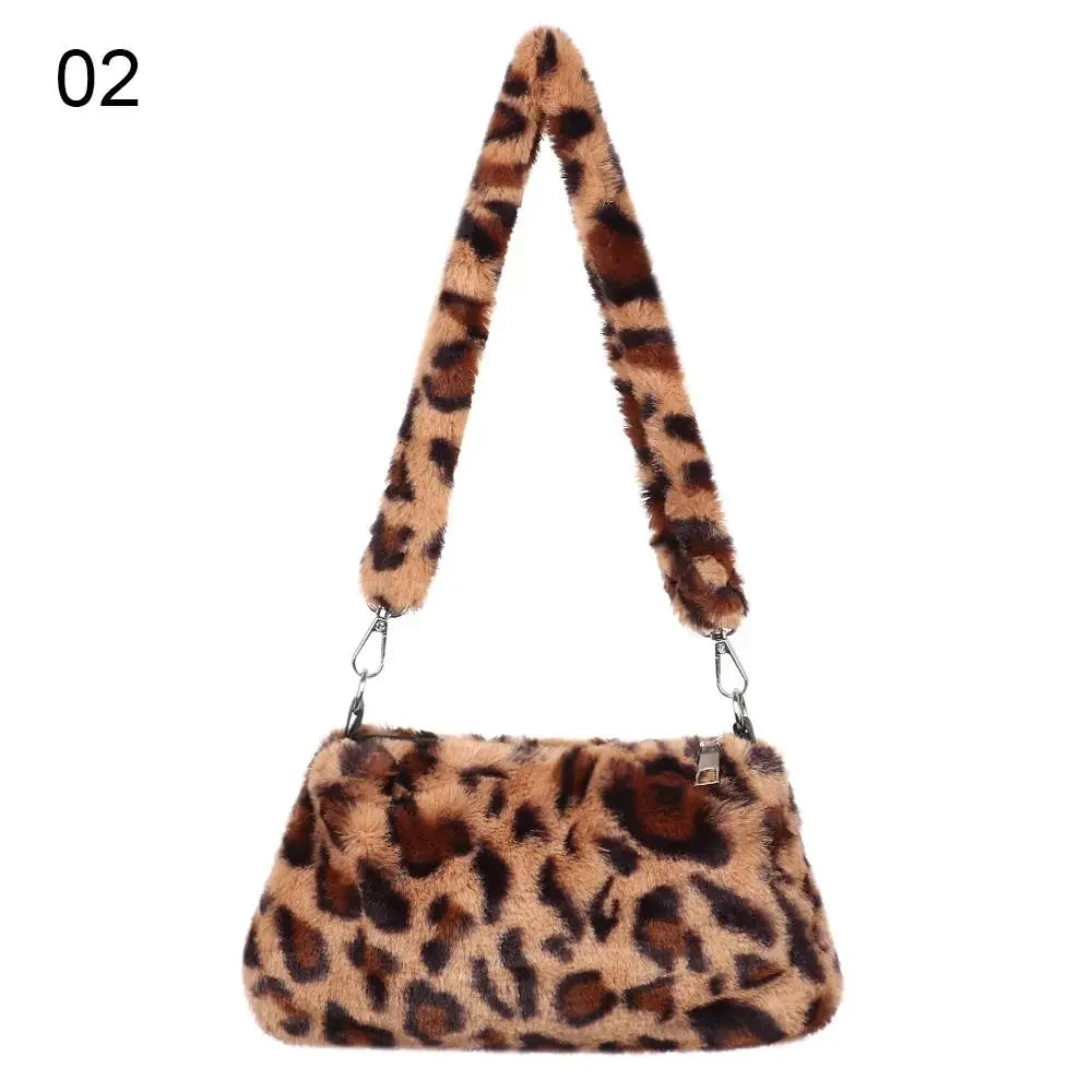 Leopard Plush Shoulder Bag