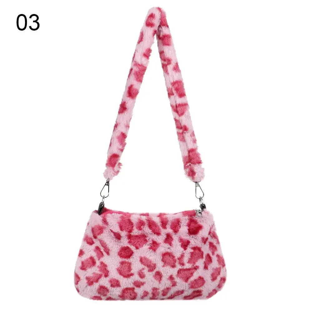 Leopard Plush Shoulder Bag
